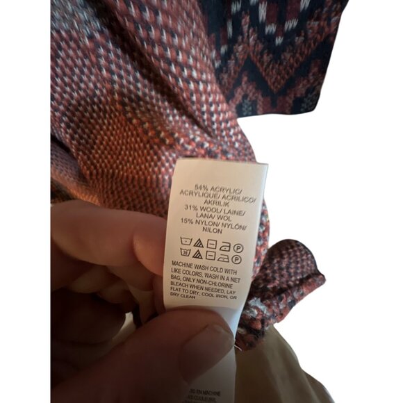 Lucky Brand Womens Zigzag Pattern Open Front Cardigan Sweater L Wool & Acrylic B - Picture 4 of 5